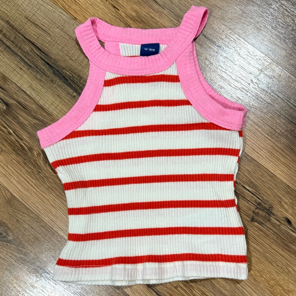 Pink and Red Striped Tank Top